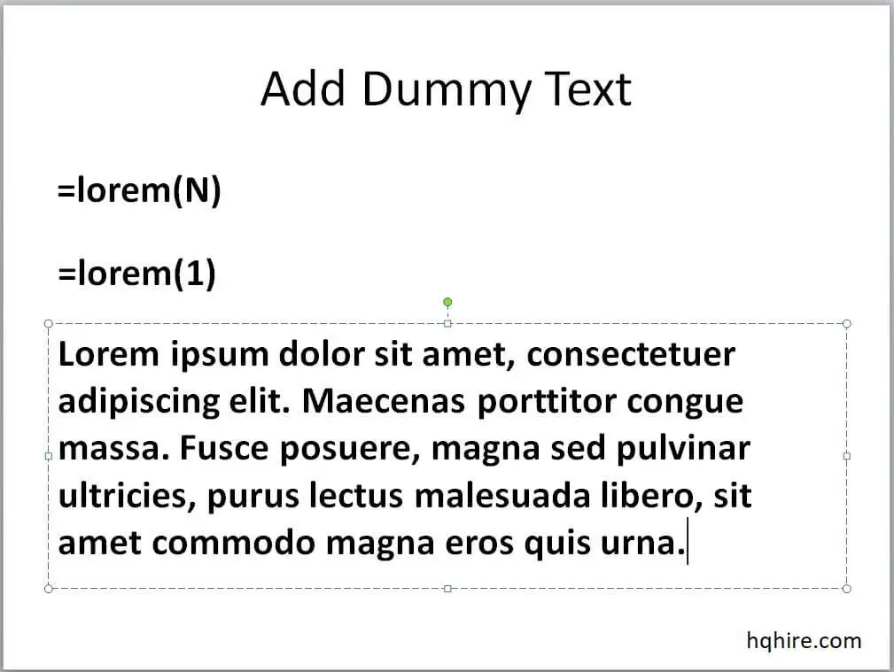 Shortcut to Add Dummy Text in PowerPoint (HQHire)